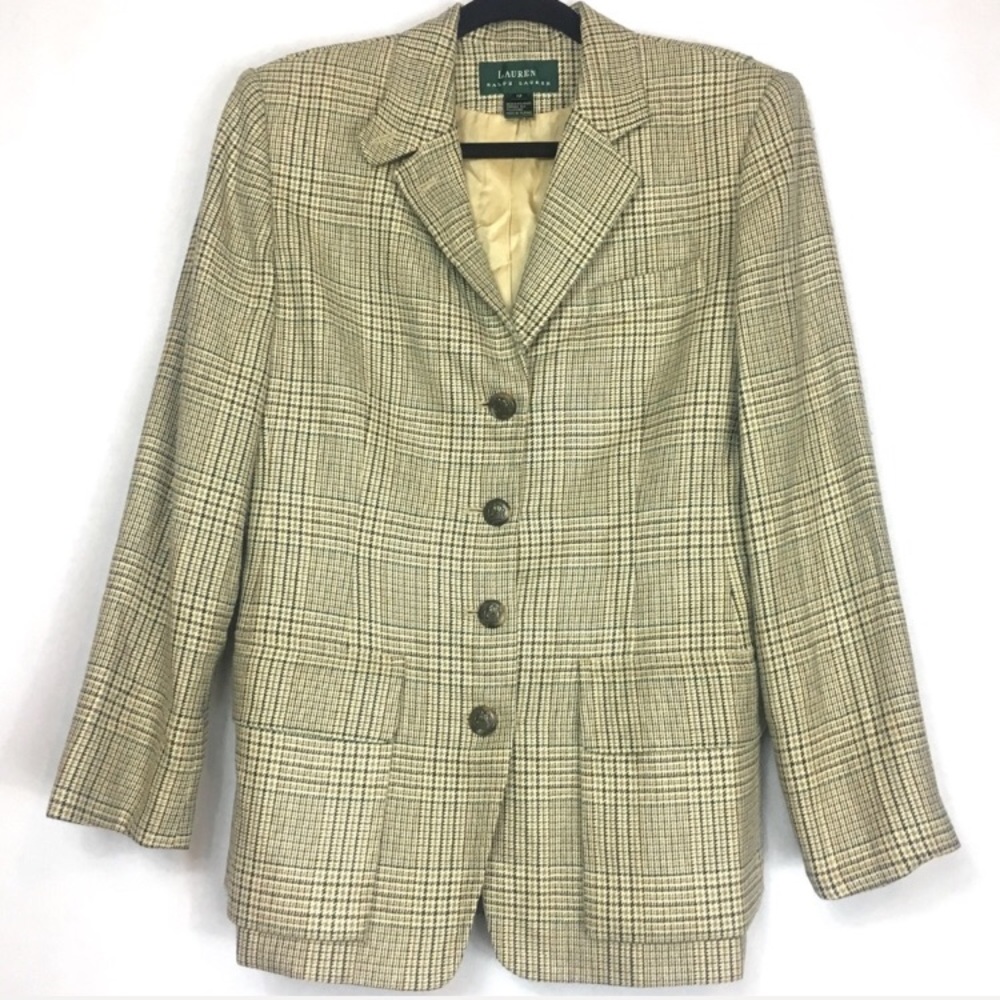 Vintage Plaid Equestrian Riding Jacket Blazer